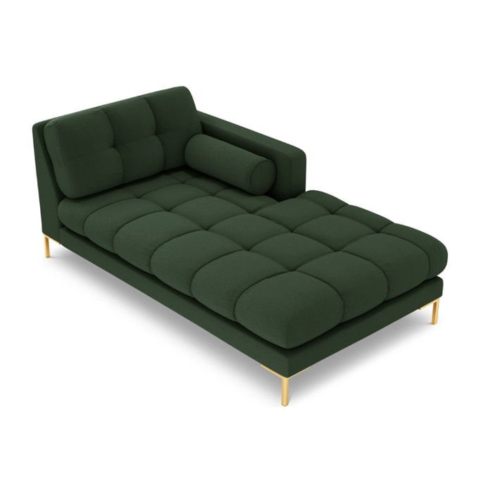 Méridienne droite "Bali" en tissu structurel vert foncé