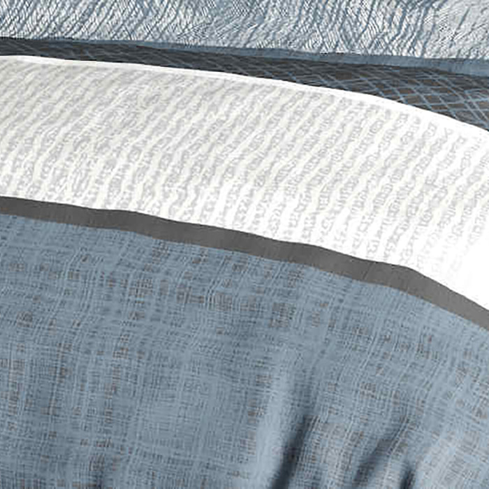 Parure housse de couette imprimé 100% coton - brehat - bleu gris