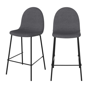 Lot de 2 chaises pour îlot central en tissu gris foncé 63 cm - Léna
