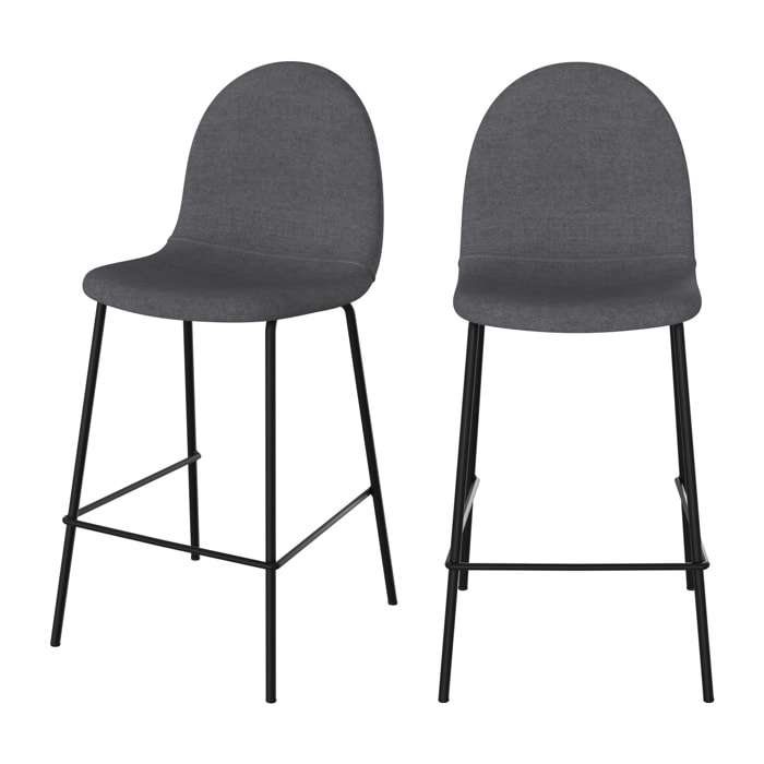 Lot de 2 chaises pour îlot central en tissu gris foncé 63 cm - Léna