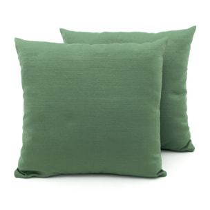 Coppia Cuscini Arredo In Tessuto Ottoman Tinta Unita Verde 07