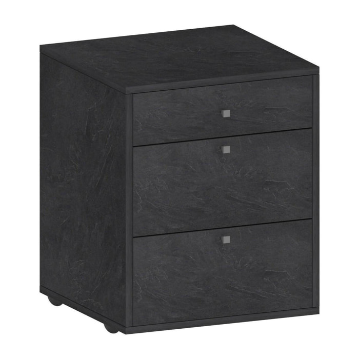 Cassettiera Asgabat, Cassettiera camera da letto , Settimino con 3 cassetti, 47x45h61 cm, Ardesia