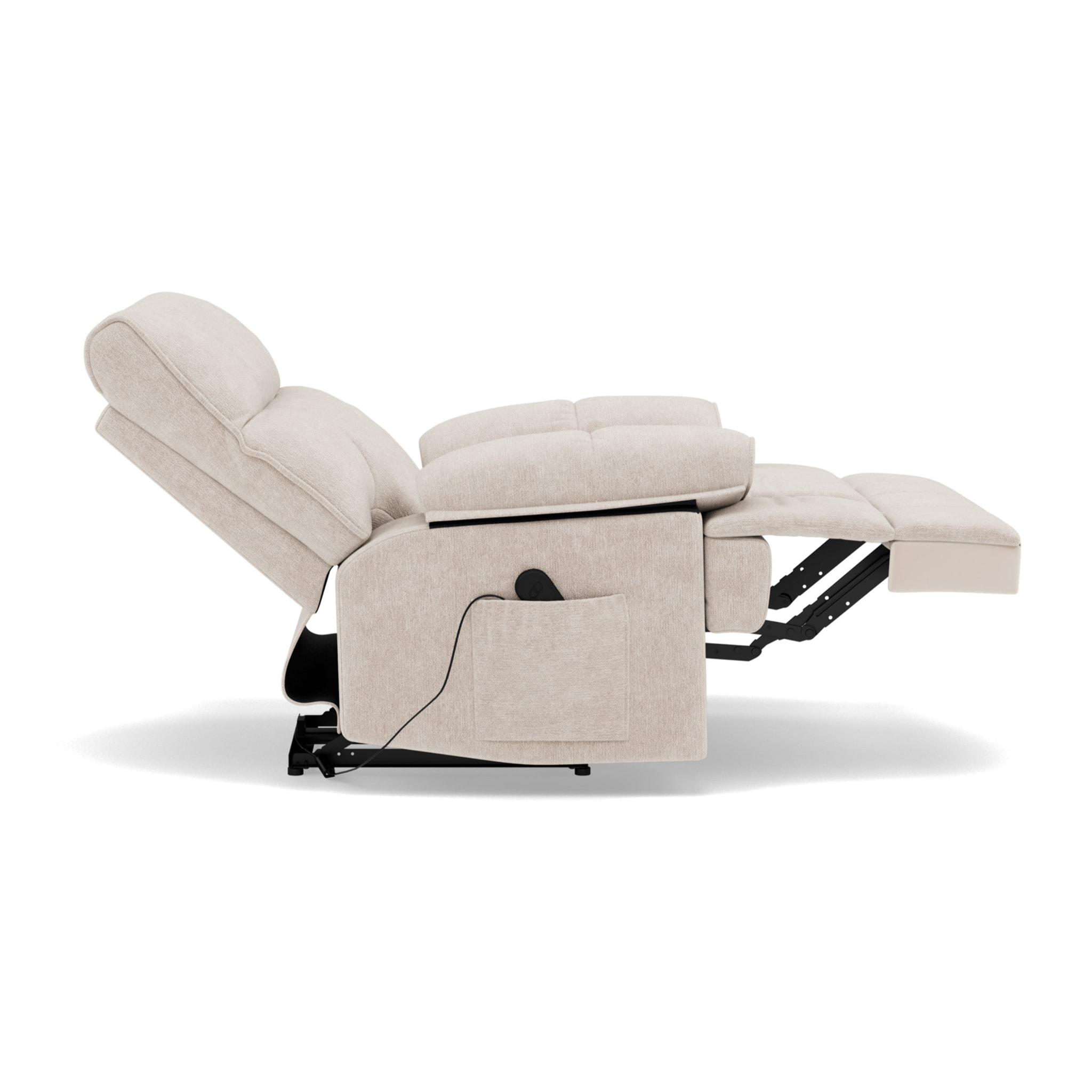 Chandler - Fauteuil relax électrique en velours texturé - Beige