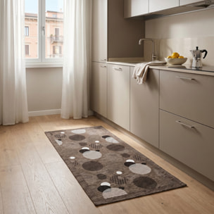 Tappeto Cucina Antiscivolo Made in Italy in Ciniglia Lavabile, Passatoia con Retro Gommato e Fantasia Geometrica Balls, Ideale per Cucina, Ingresso e Corridoio