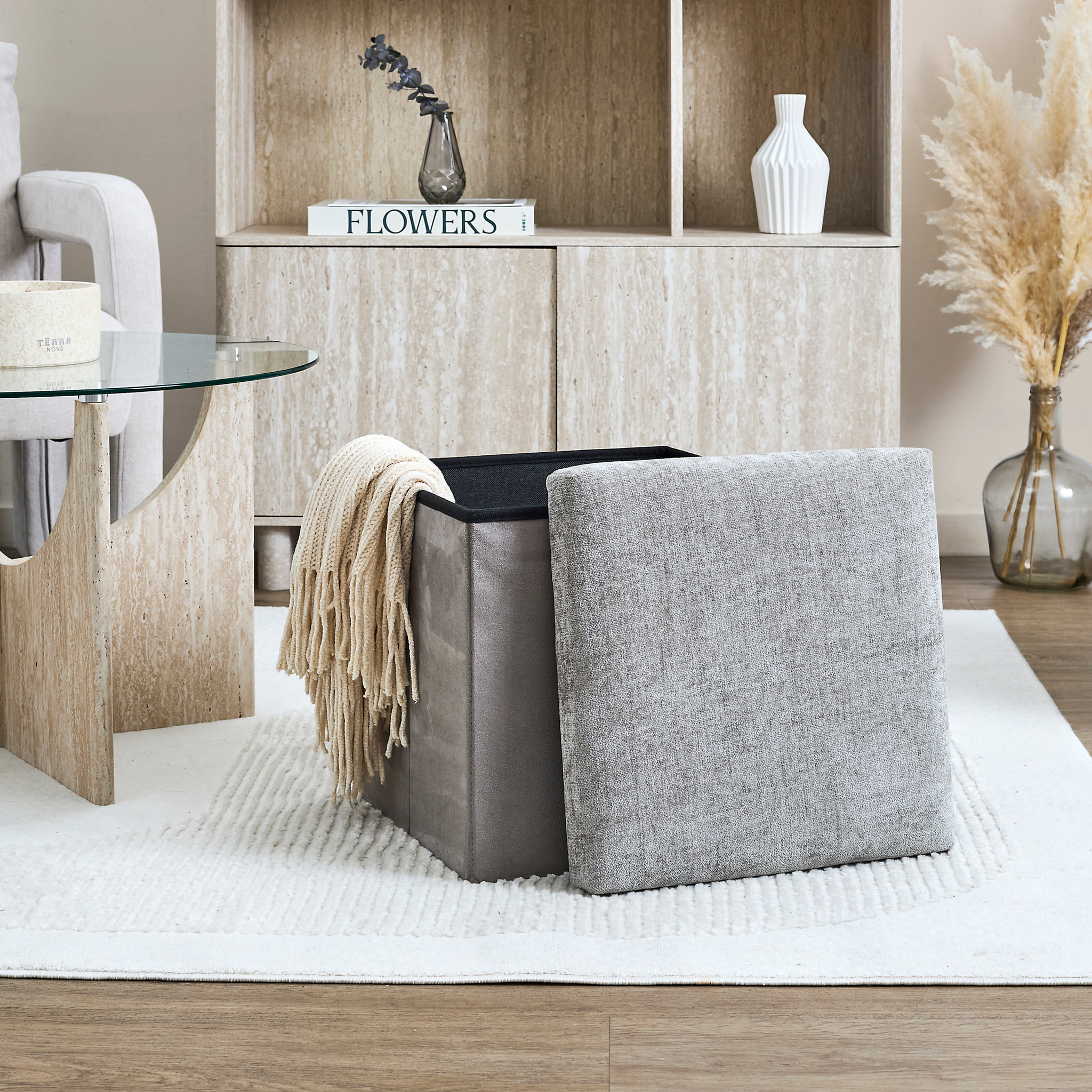 Coffre Pouf Pliable Emilia Marron