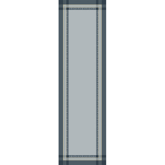 Chemin de table coton & autres fibres anti tache motif jacquard Galerie des glaces argent