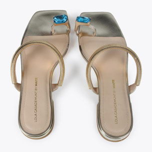 Sandali metallizzati anello gioiello