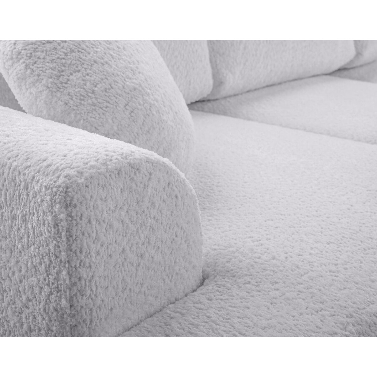 Candela - canapé d'angle droit 4 places - convertible avec coffre - en tissu bouclette - Gris clair