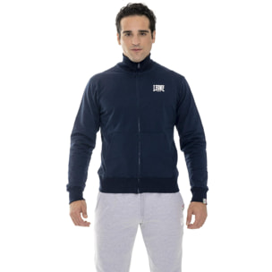 Felpa da uomo con colletto e zip non felpata Leone Basic