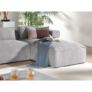 Stella - canapé d'angle droit en velours côtelé - 4 places -style contemporain - Gris clair