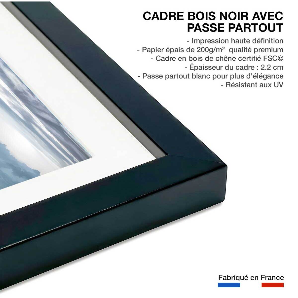 Affiche Un matin à l'Aiguille du Midi Affiche + cadre en bois - Noir