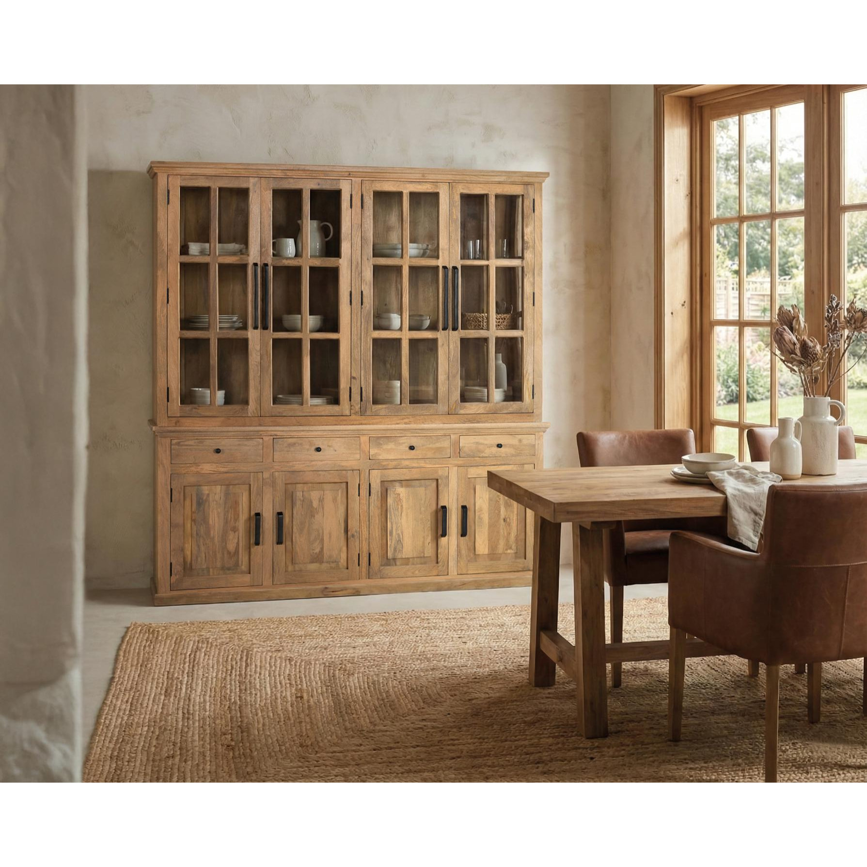 Alacena de Madera de Mango 208 Cm Estilo Rústico Moderno