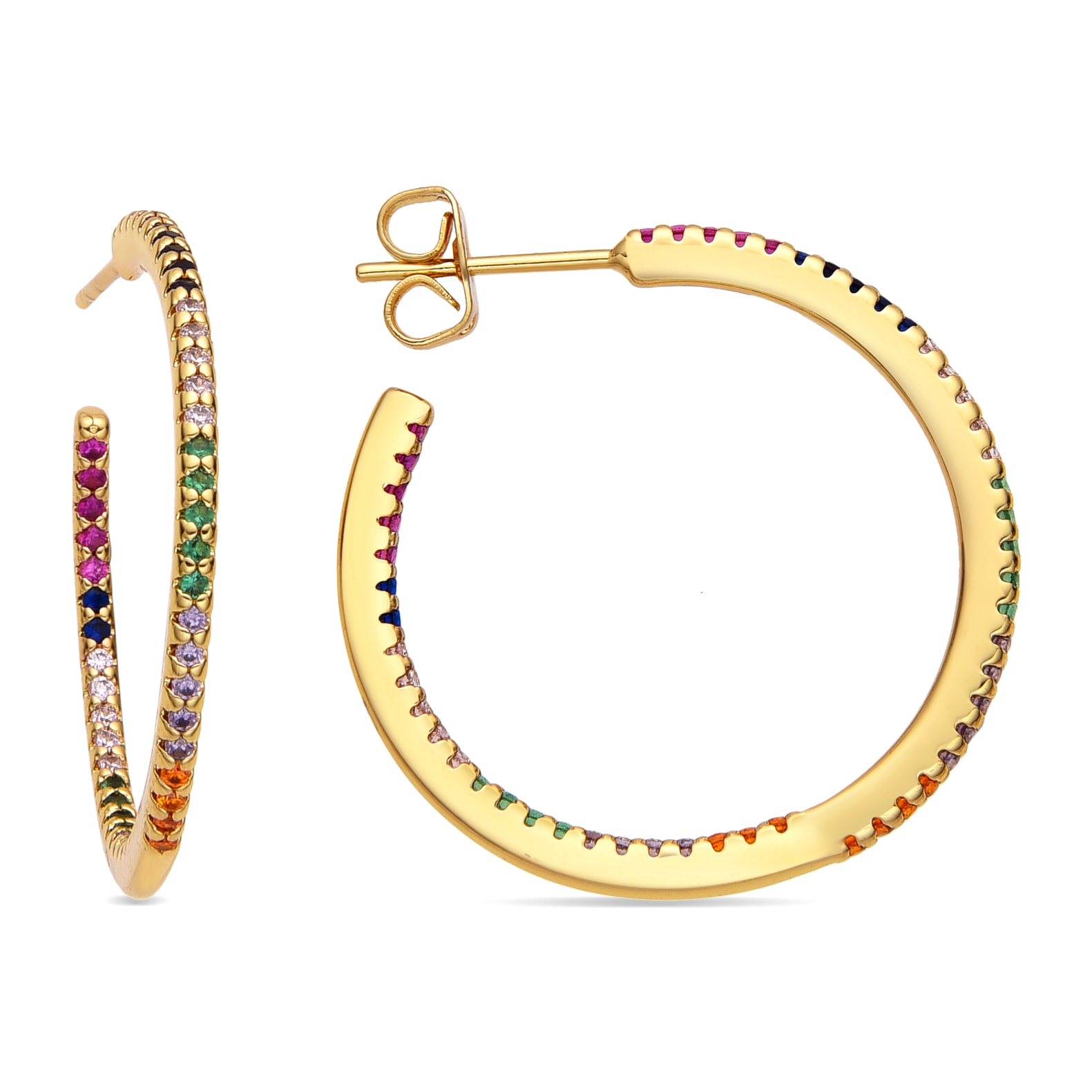 Pendientes con Circonita Brillante acabado oro 18k