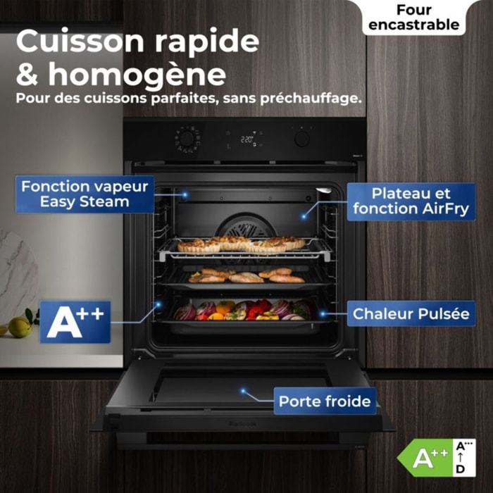 Four encastrable HAIER ID2P5B5EYTB - Pyrolyse - Hydrolyse - Chaleur pulsée - Porte froide - Rails télescopiques