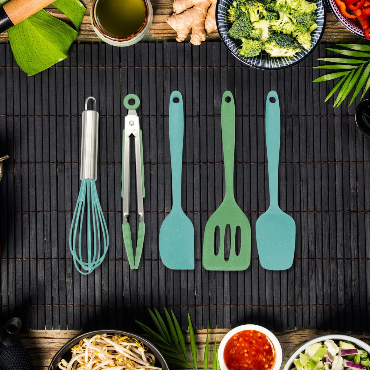 5 ustensiles de cuisine pour enfants en silicone Fackelmann Mini Monster