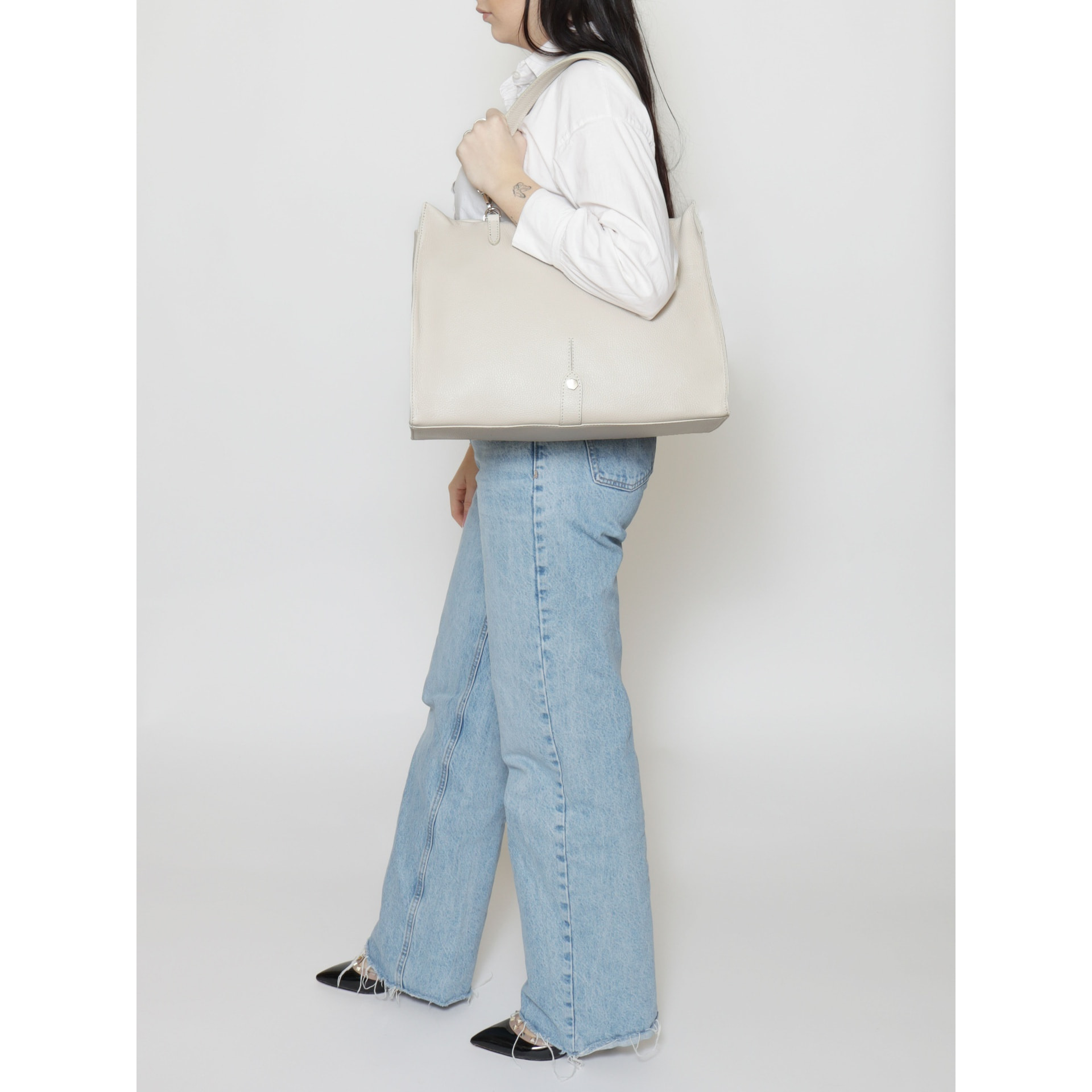 Borsa a mano da donna - Modello False - 100% vera pelle - 40.0 x 30.0 x 15.0 cm