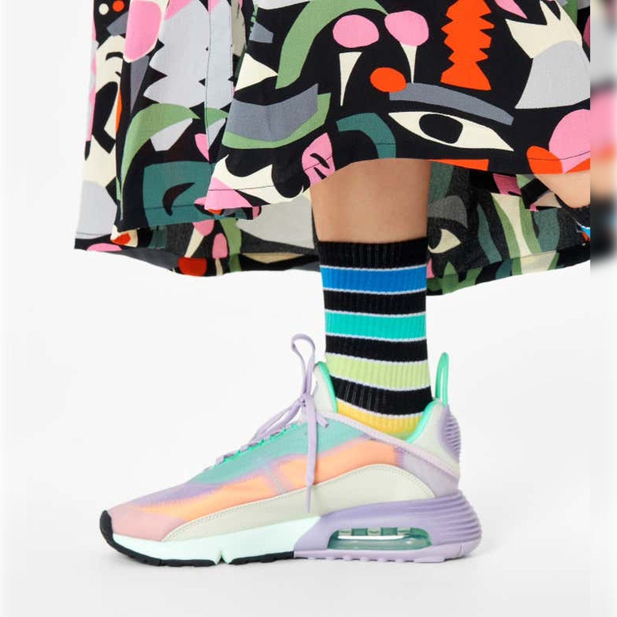 Calcetines multi stripe 3/4 crew