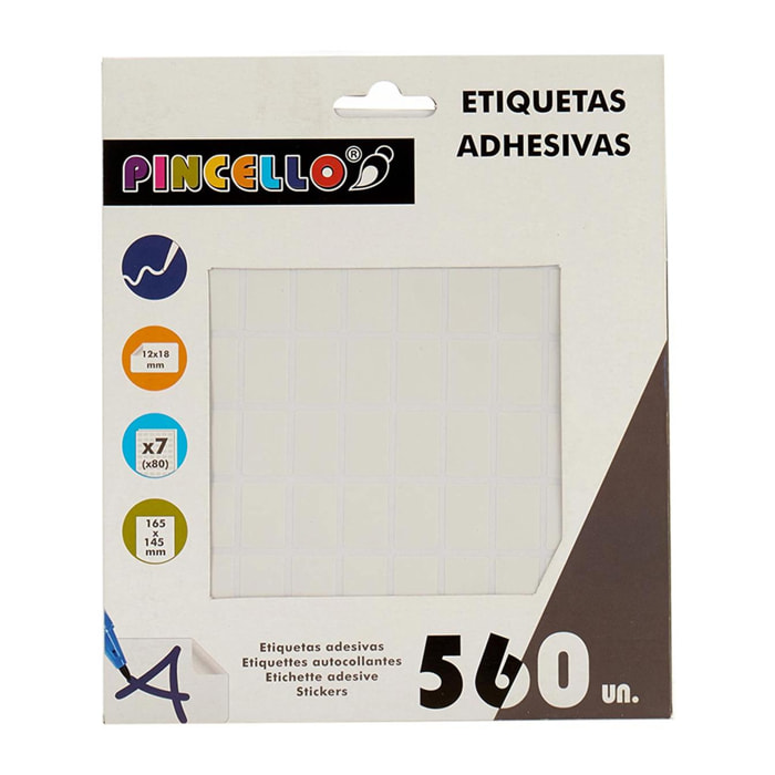 12 PACKS ETIQUETAS ADHESIVAS 12X18MM RECTANG 7PAG