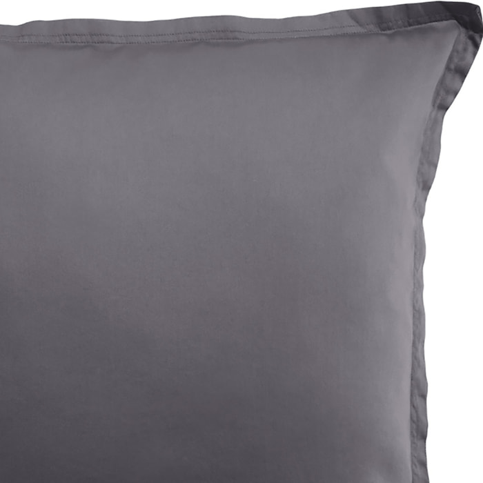 Paire de Taies D'oreiller 1pcs 100% Satin De Coton 105 Fils Gris Fonce