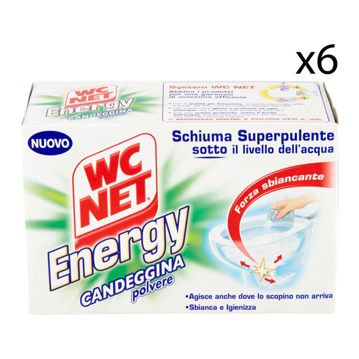 6x WC Net Energy Candeggina in Polvere Schiumogena Sbiancante e Igienizzante - 6 Confezioni da 4 Buste