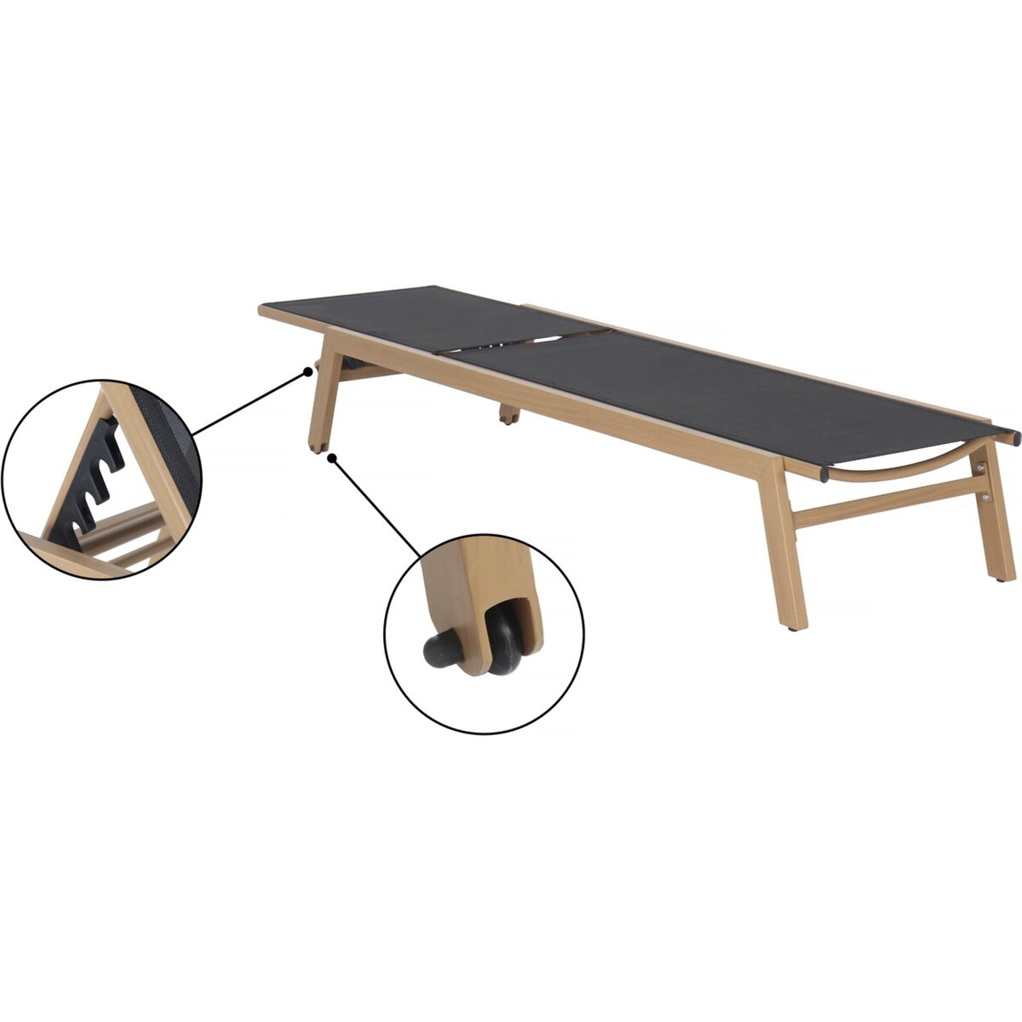 Bain de soleil en aluminium imitation bois  "Elysia" - Noir