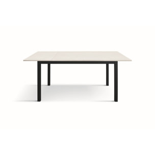 Tavolo TROPEA in legno, finitura bianco frassinato e base in metallo verniciato antracite, allungabile 120x80 cm - 170x80 cm
