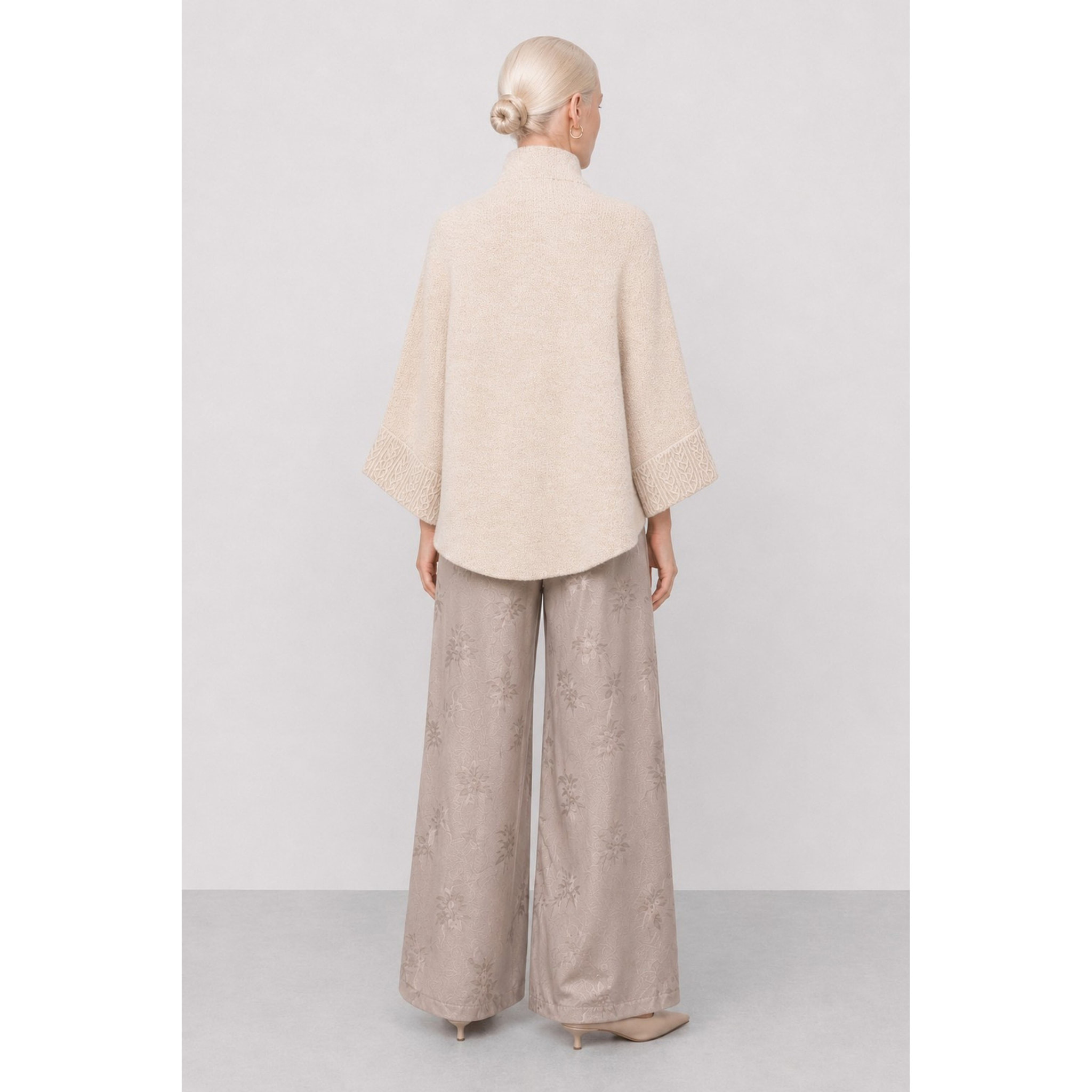 Kocca - Cappotto in maglia misto lana con collo alto e bottoni Donna