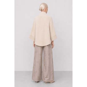 Kocca - Cappotto in maglia misto lana con collo alto e bottoni Donna