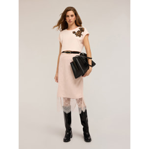 Motivi - Camiseta con flor bordada - Rosa