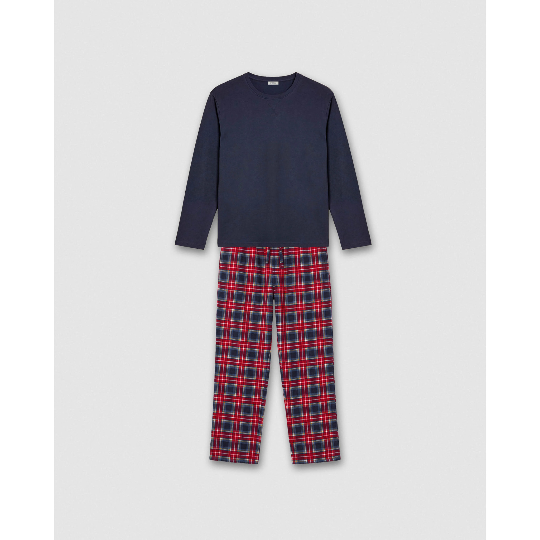 Pigiama in flanella di cotone a quadri Tuc blu navy