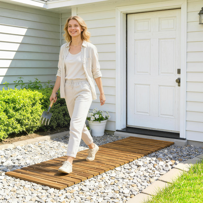 Camino de Jardín de Madera 120x38 cm Pasarela Recta Enrollable para Exteriores Resistente a la Intemperie Decorativo de Jardín para Playa Boda Fiesta Carbonizado