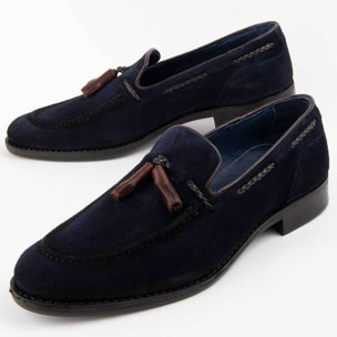 Mocasín De Piel - Azul