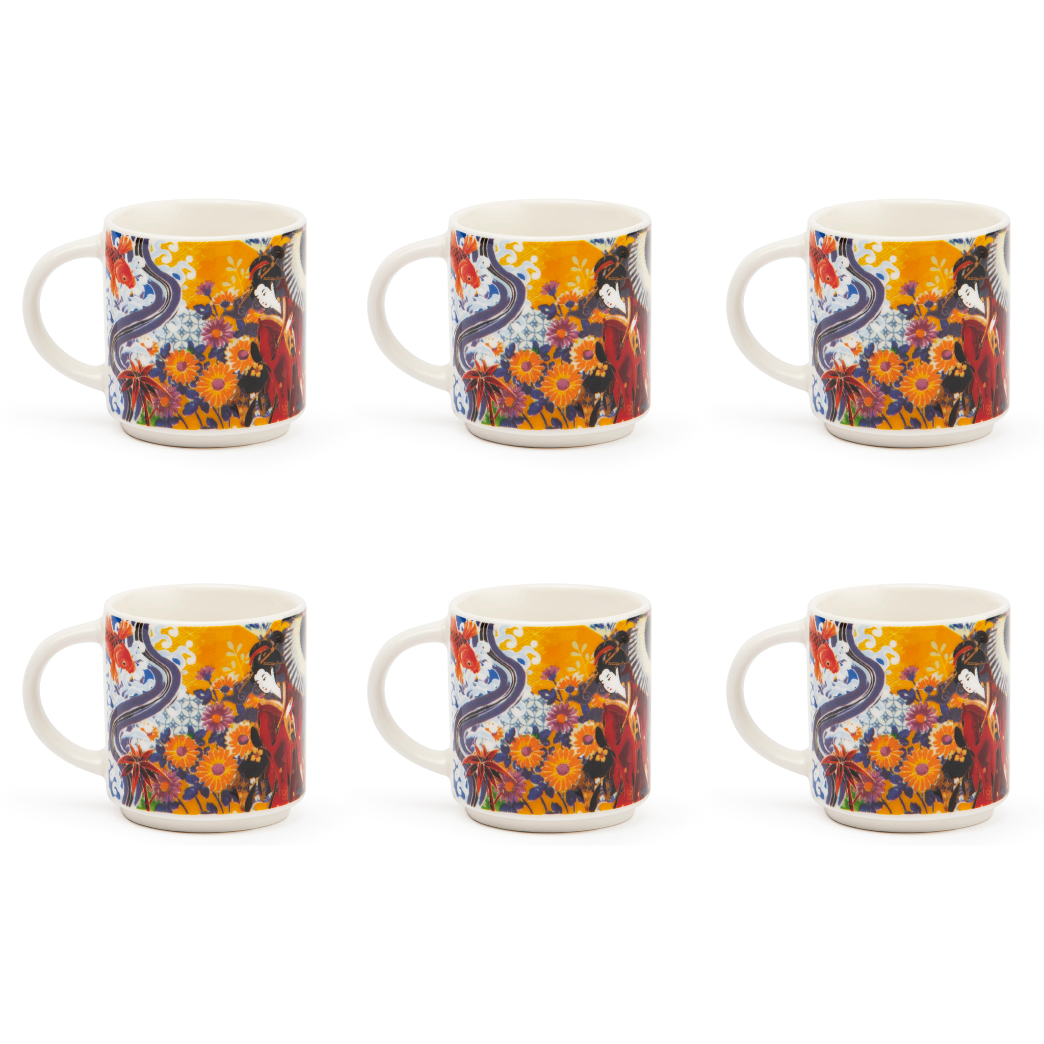 Set 6 Tazzine Caffè Excelsa – Kimono, New Bone China Multicolore