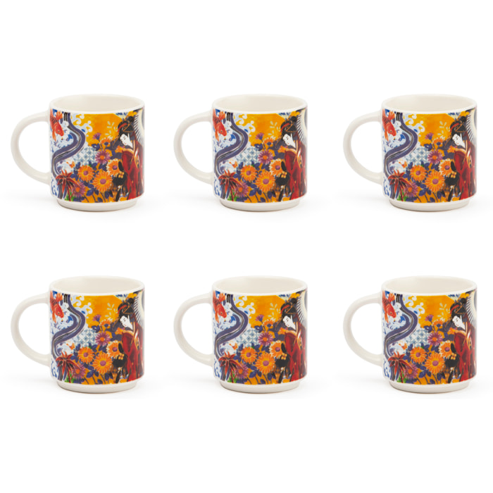 Set 6 Tazzine Caffè Excelsa – Kimono, New Bone China Multicolore