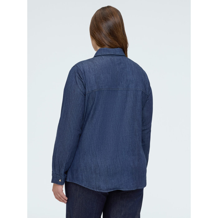 Fiorella Rubino - Camicia in denim con fiocco/cravatta - Blu