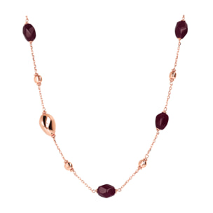 Collana Catena Rolo con Bead in Argento 925 placcato Oro 18kt e Pietra Naturale Sfaccettata Quarzo Viola