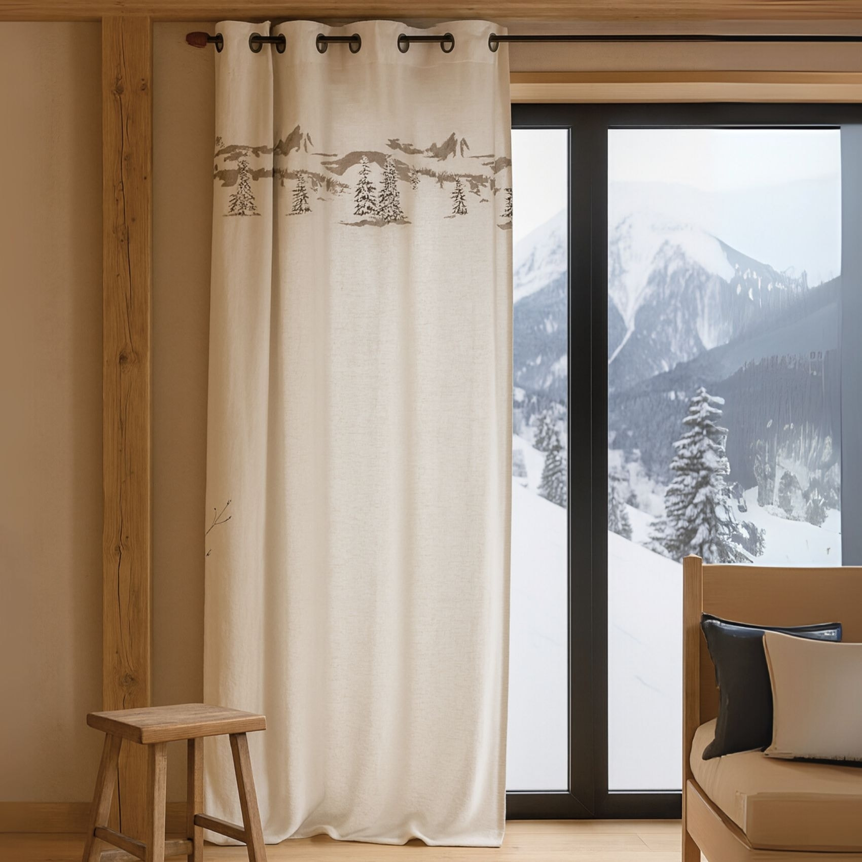 Rideau Montagne  épuré - Ecru