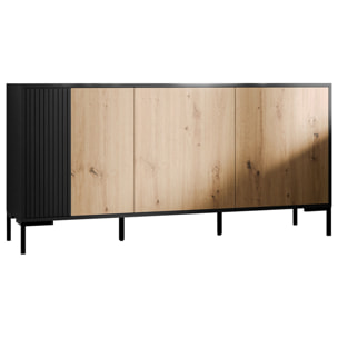 Cambridge - buffet bas - effet bois et noir - 3 portes - 150 cm - Bois / Noir
