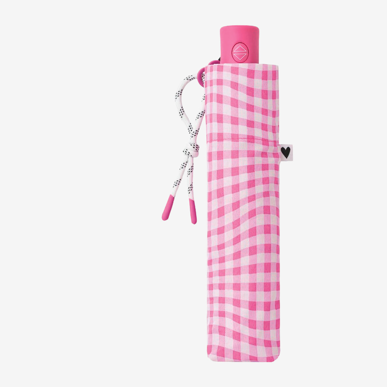 Paraguas automático rosa con cuadros vichy