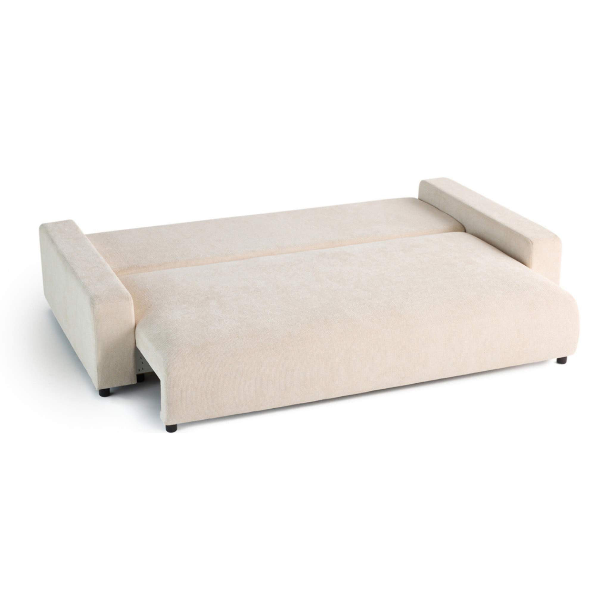 Pivoine - canapé droit 3 places - convertible avec coffre - en velours texturé - Beige