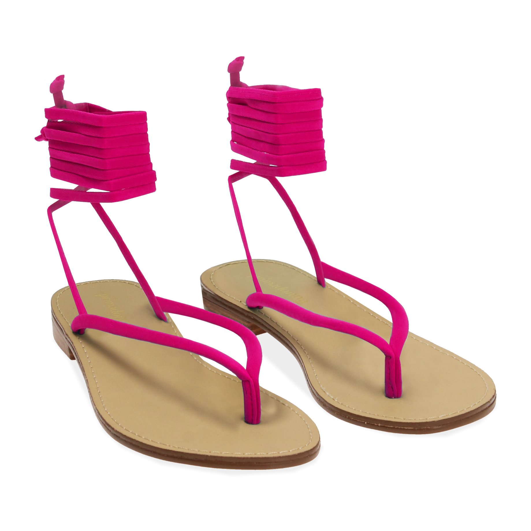 Sandalias fucsia con cordones en lycra