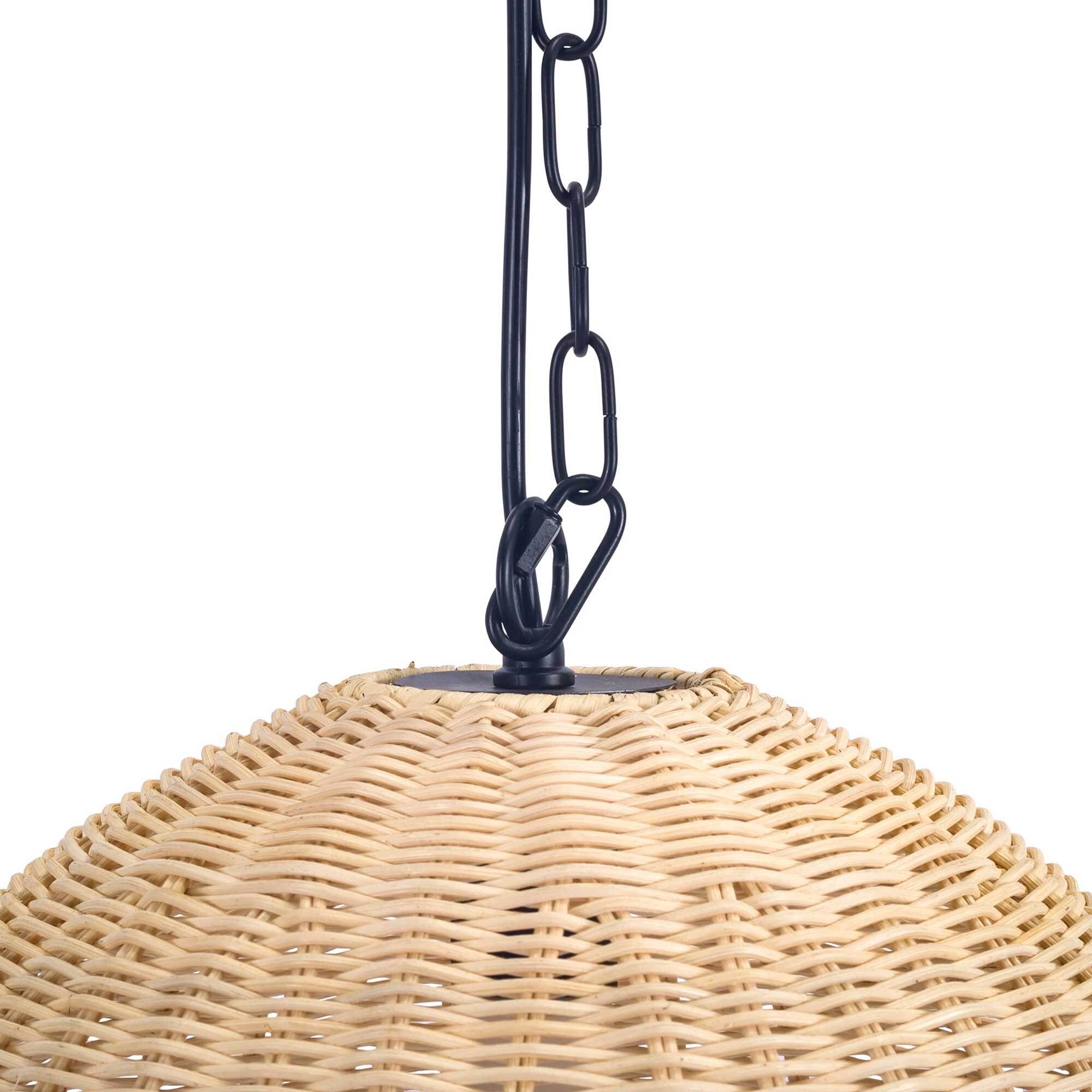 FORLIGHT Cortic lampara colgante de rattan natural / negro para bombilla E27
