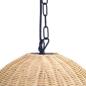 FORLIGHT Cortic lampara colgante de rattan natural / negro para bombilla E27