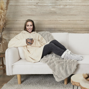 Sweat à Capuche - HOME DECO FACTORY - Sherpa Lin - Beige