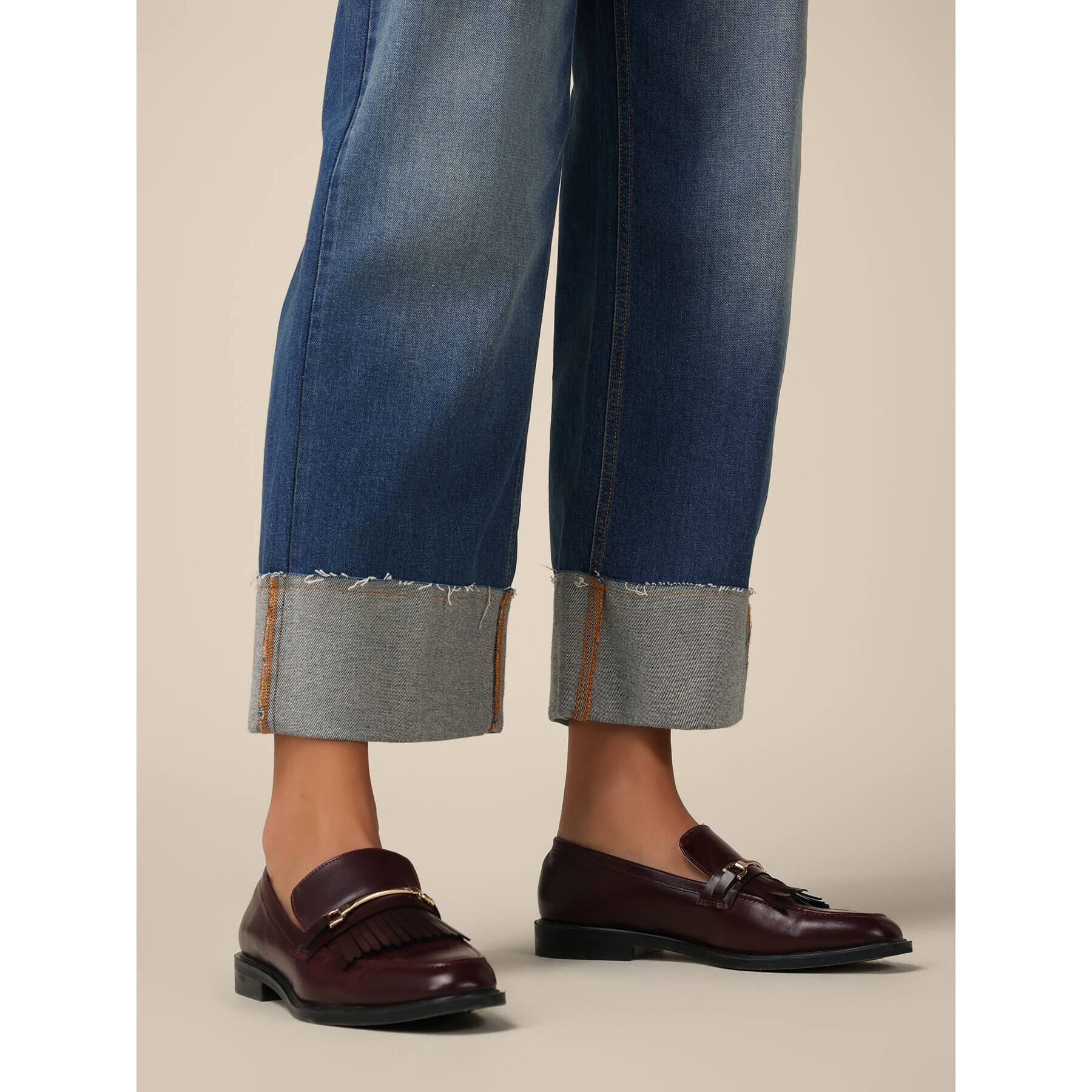 Oltre - Cropped jeans with cuffs - Azul