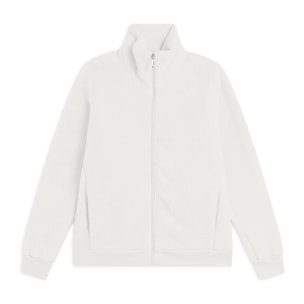 Felpa  donnacon zip e collo alto in tessuto teddy