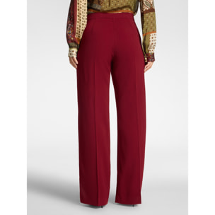 Elena Mirò - Pantaloni palazzo in crêpe misto cotone - Bordeaux