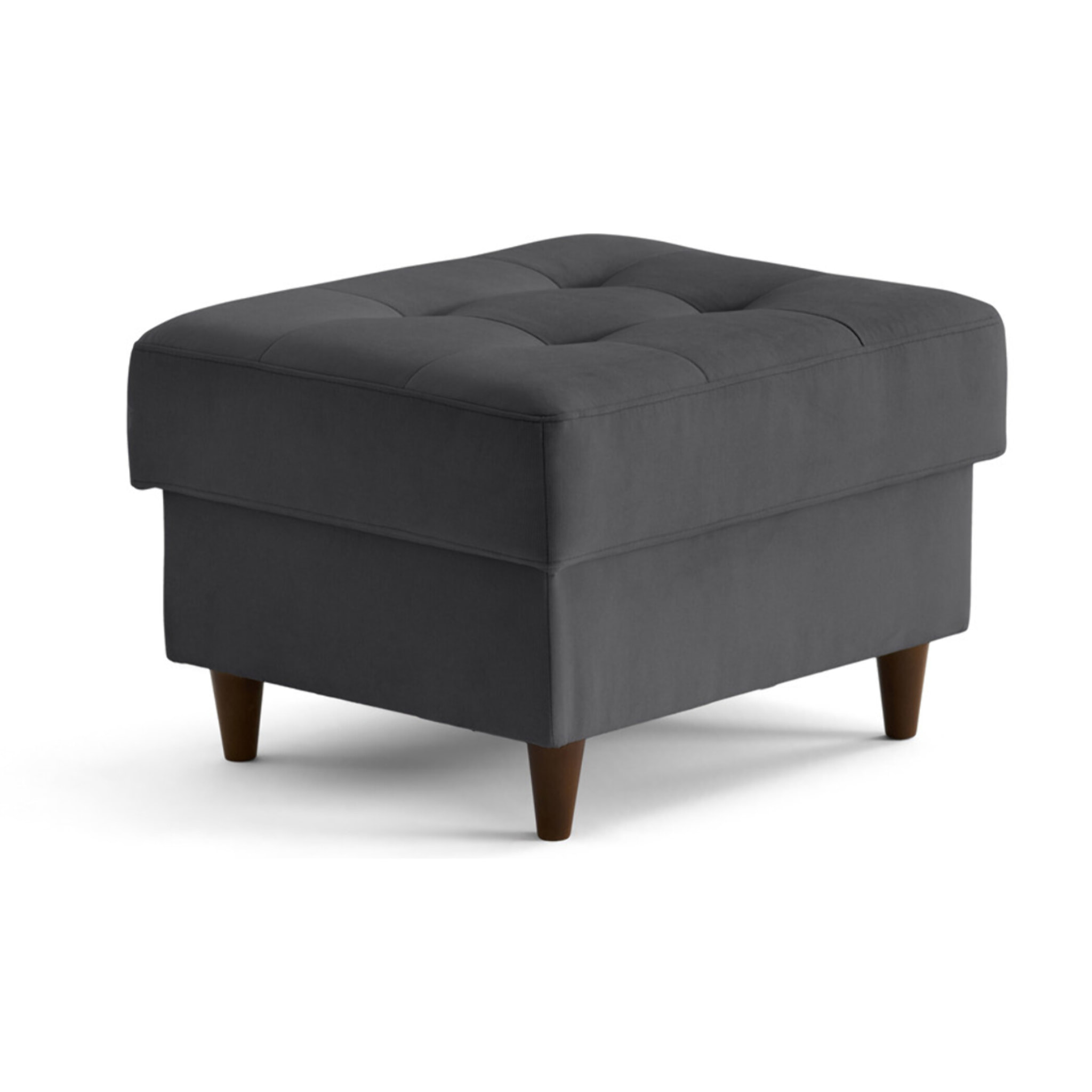 Anna - pouf en velours - pieds en bois - Gris foncé