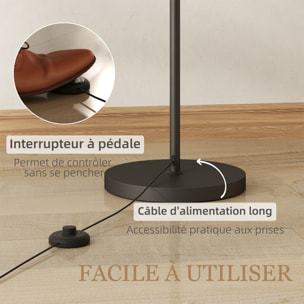 Lampadaire LED dimmable H.180 cm avec télécommande abat-jour réglable 11 température couleurs et niveaux de luminosité noir