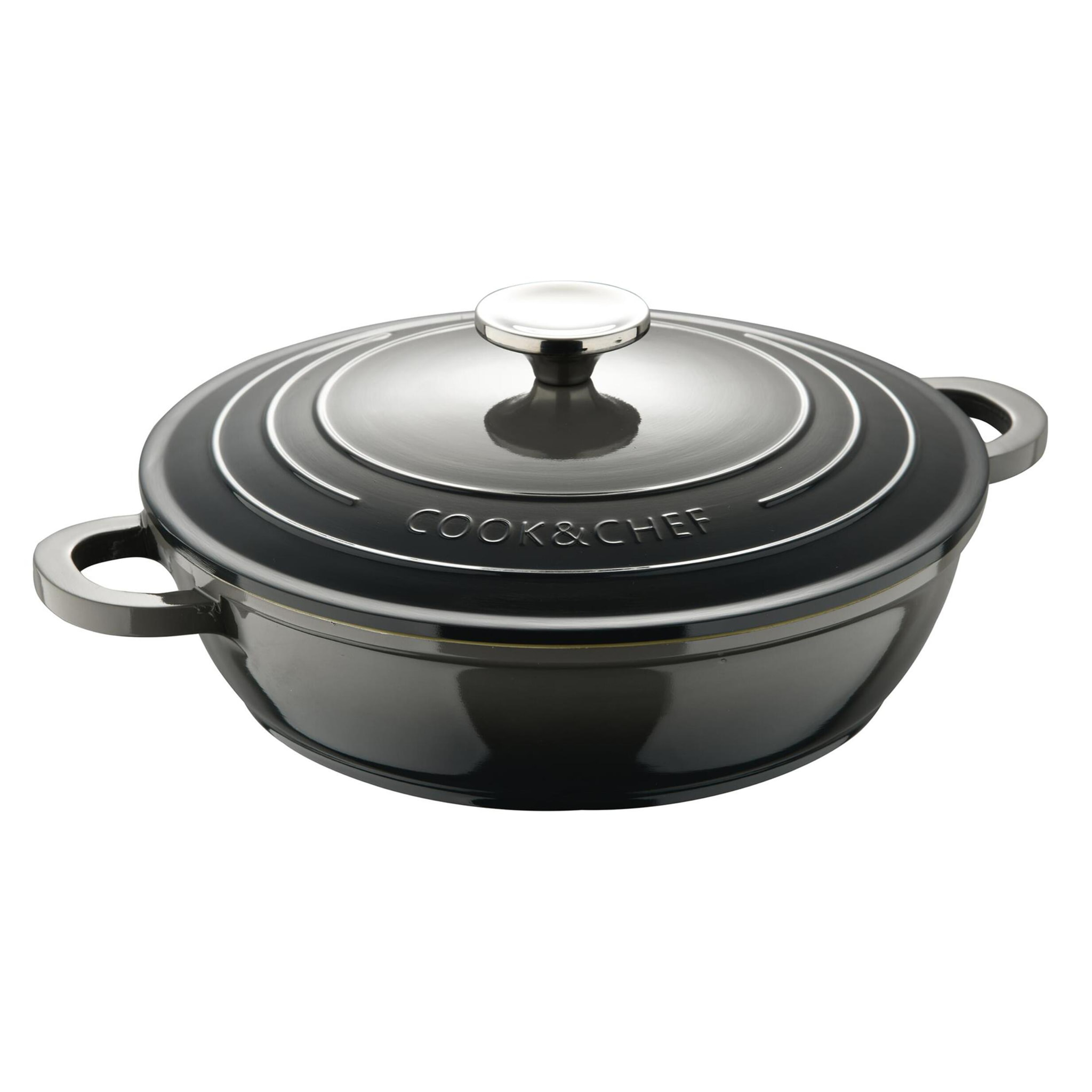 Juego de Cacerola de Ø20cm - 2,4L y Cacerola baja de Ø24cm - 2,3L en aluminio fundido color Gris EXCALIBUR Bergner